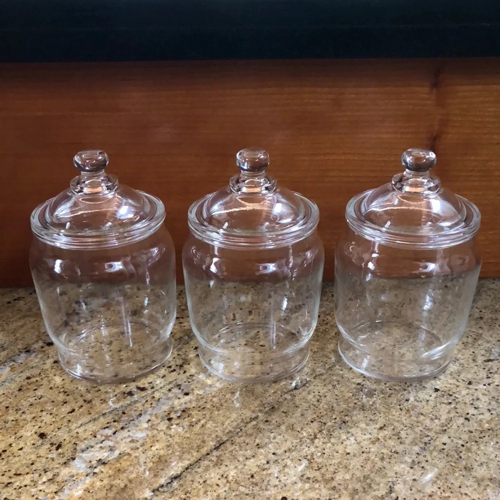 FEDERAL GLASS CO. Jars w/ Domed Lids Apothecary/ Vanity/ Jelly- Set of 3 Vintage